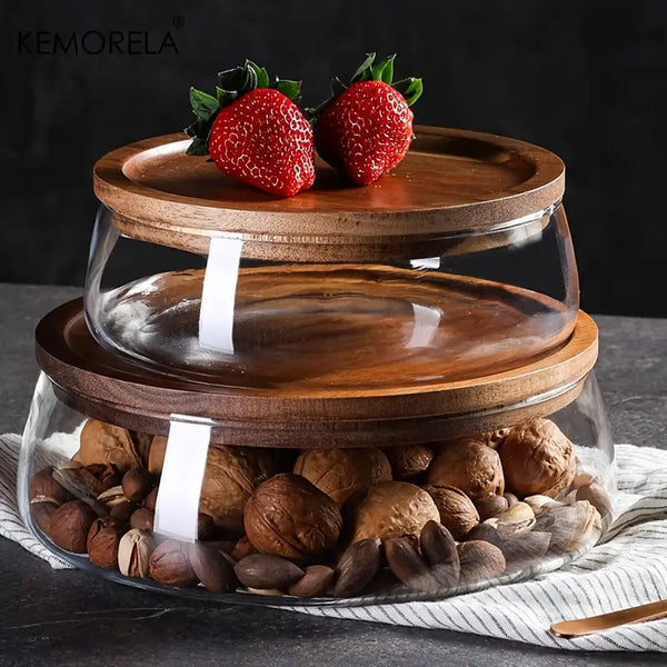 Elegant Dryfruit & Snacks Bowl with Wooden Lid