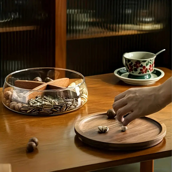 Elegant Dryfruit & Snacks Bowl with Wooden Lid