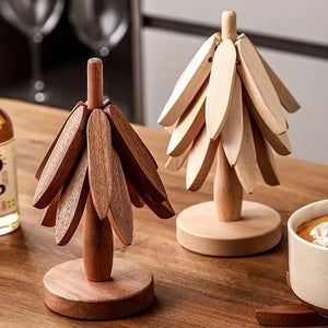 TreeShape Wooden Trivet Set for Hot Pots