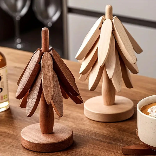 TreeShape Wooden Trivet Set for Hot Pots