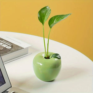 Apple-Shaped Ceramic Flower Vase