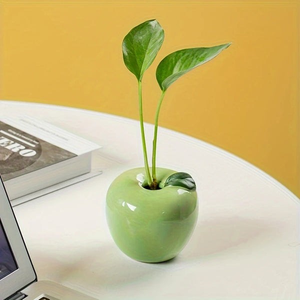 Apple-Shaped Ceramic Flower Vase