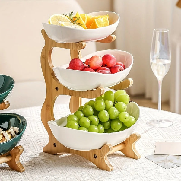 3-Tier Decorative Ceramic Fruit & Snack Stand