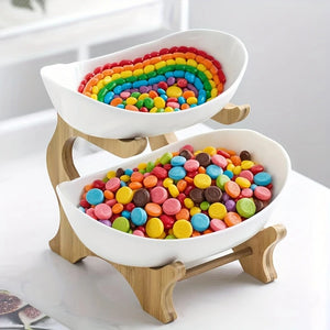 3-Tier Decorative Ceramic Fruit & Snack Stand