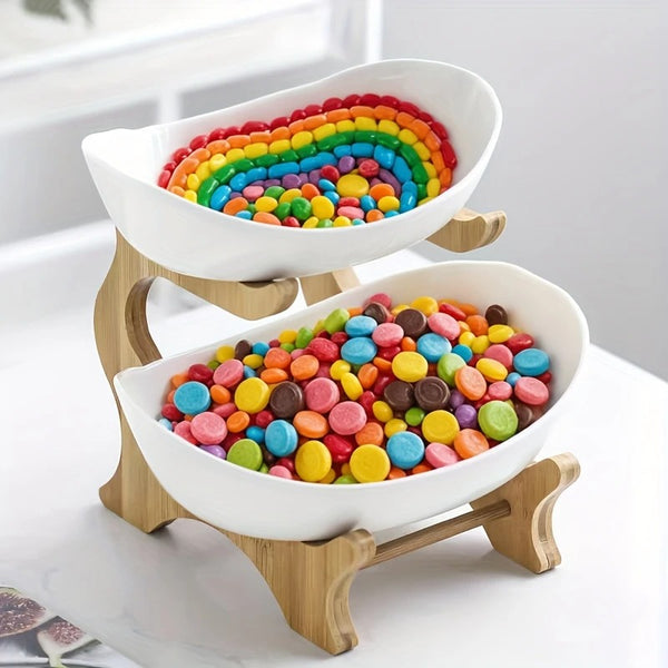 3-Tier Decorative Ceramic Fruit & Snack Stand