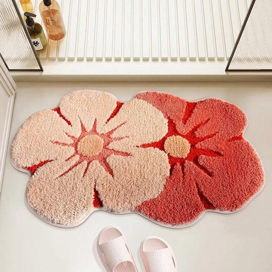 Daisy Peach Non-Slip Floor Rug